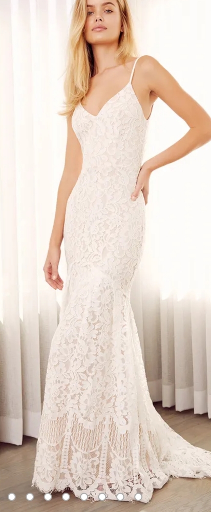 Lulu's Flynn White Lace Maxi Dress XS